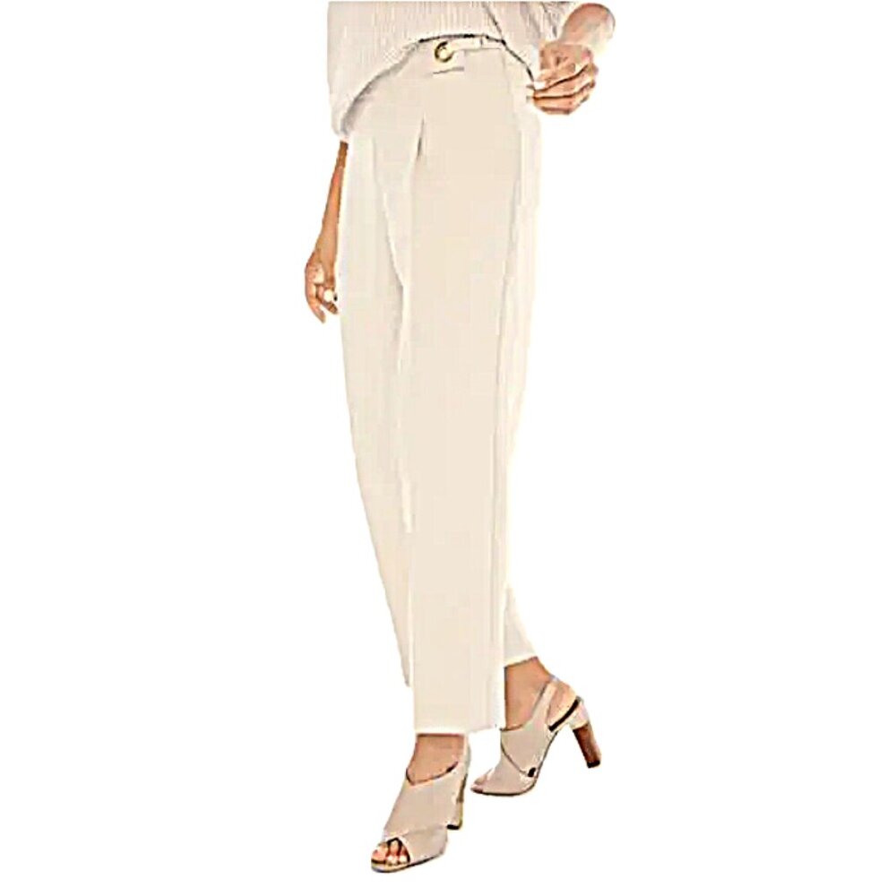 Chicos Soft Pleated Hardware Cropped Pants Size 1.5